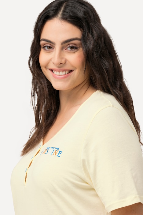 Bigshirts, 2er-Pack, Pfirsich, Rundhals/ Henley, Halbarm