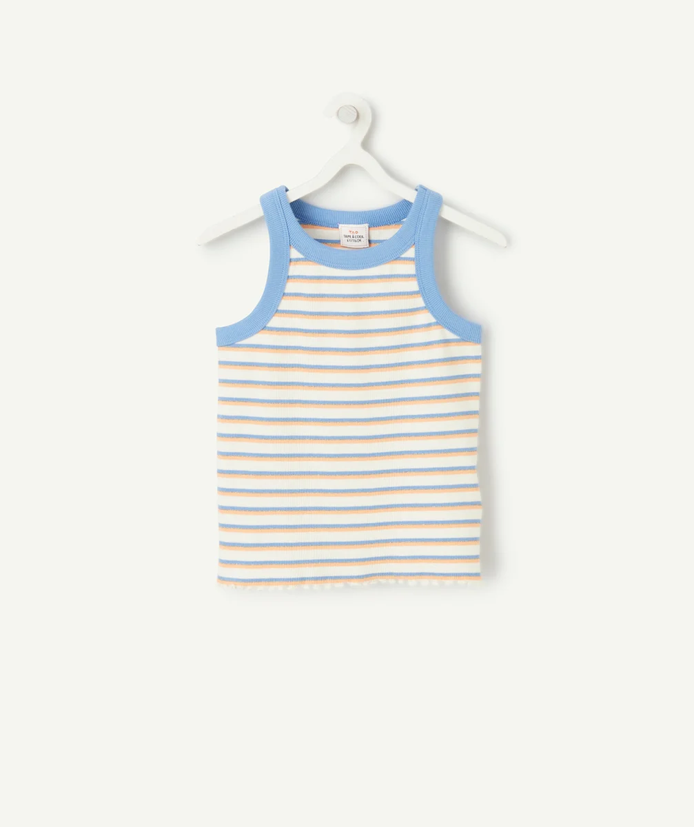haut sans manches fille encolure américaine en coton bio coloré