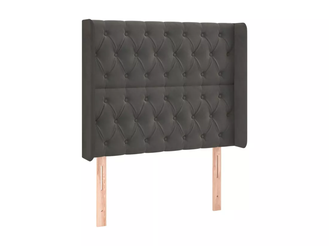 Sommier tapissier et matelas et LED Gris foncé 90x190cm Velours