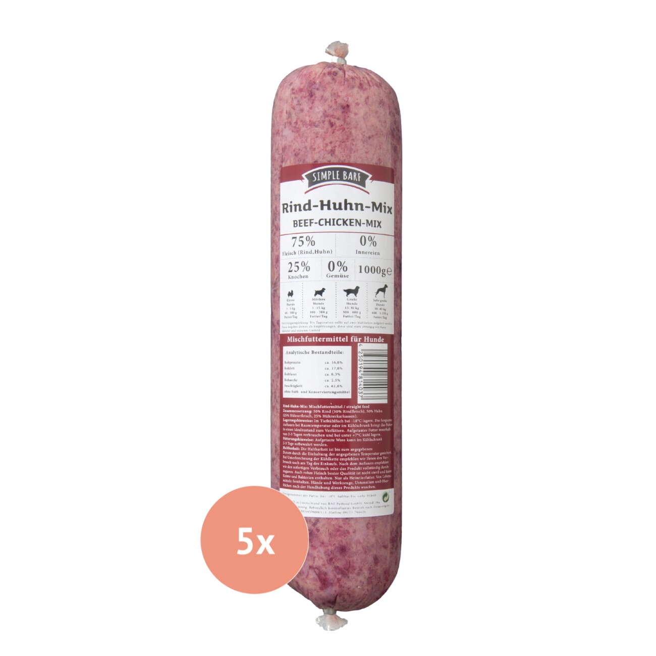 Simple BARF Menüs Rind & Huhn Paket 10x1 kg
