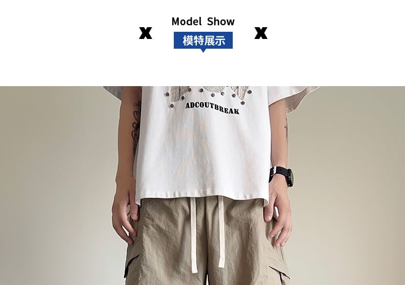 Breeson - Hoge taille, effen, wijde cargoshorts