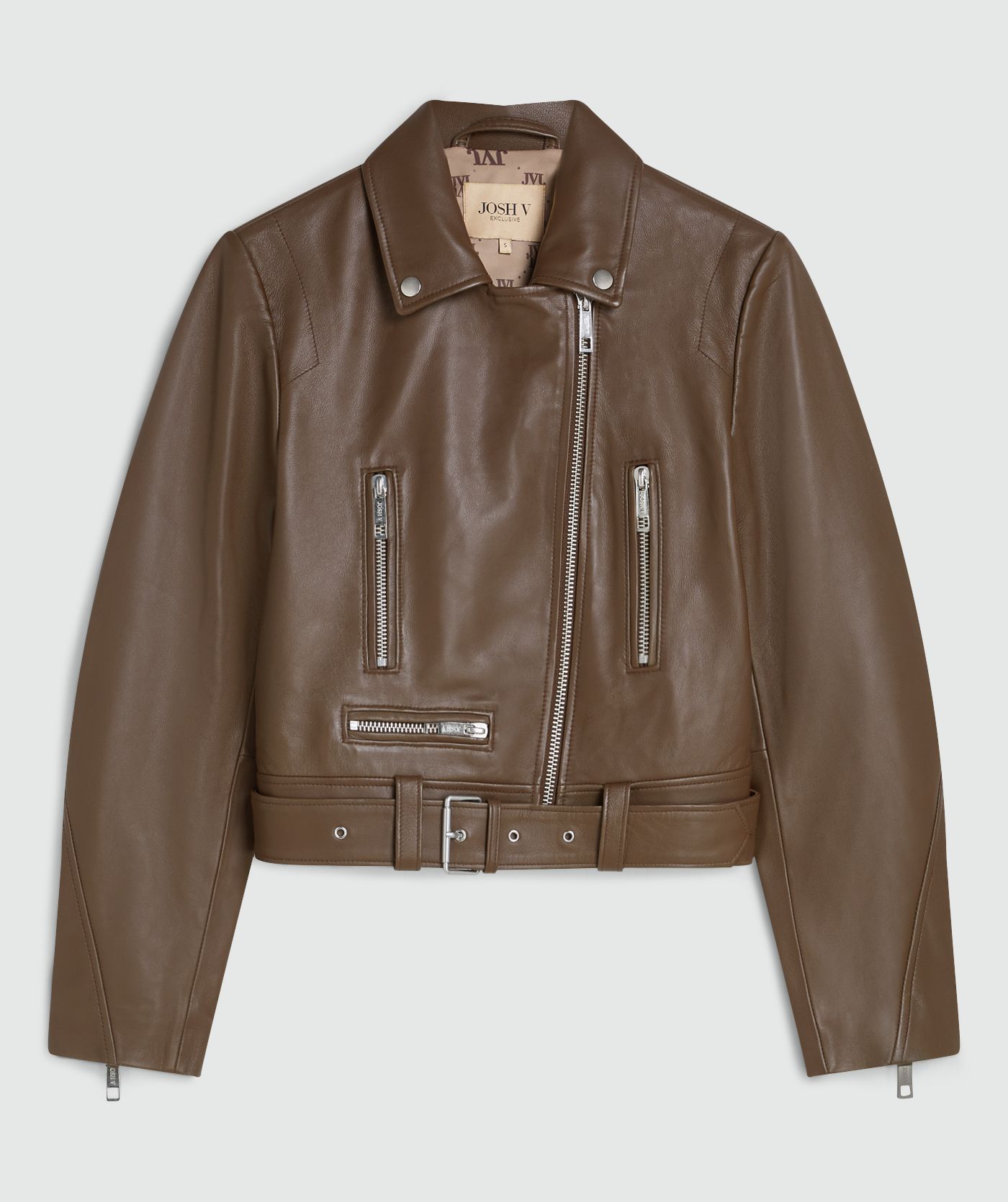 LUA regular fit jacket van leer - dark brown