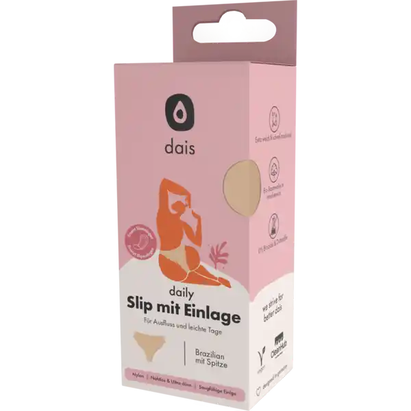 Periodenunterwäsche Brazilian mit Spitze Gr. M nude