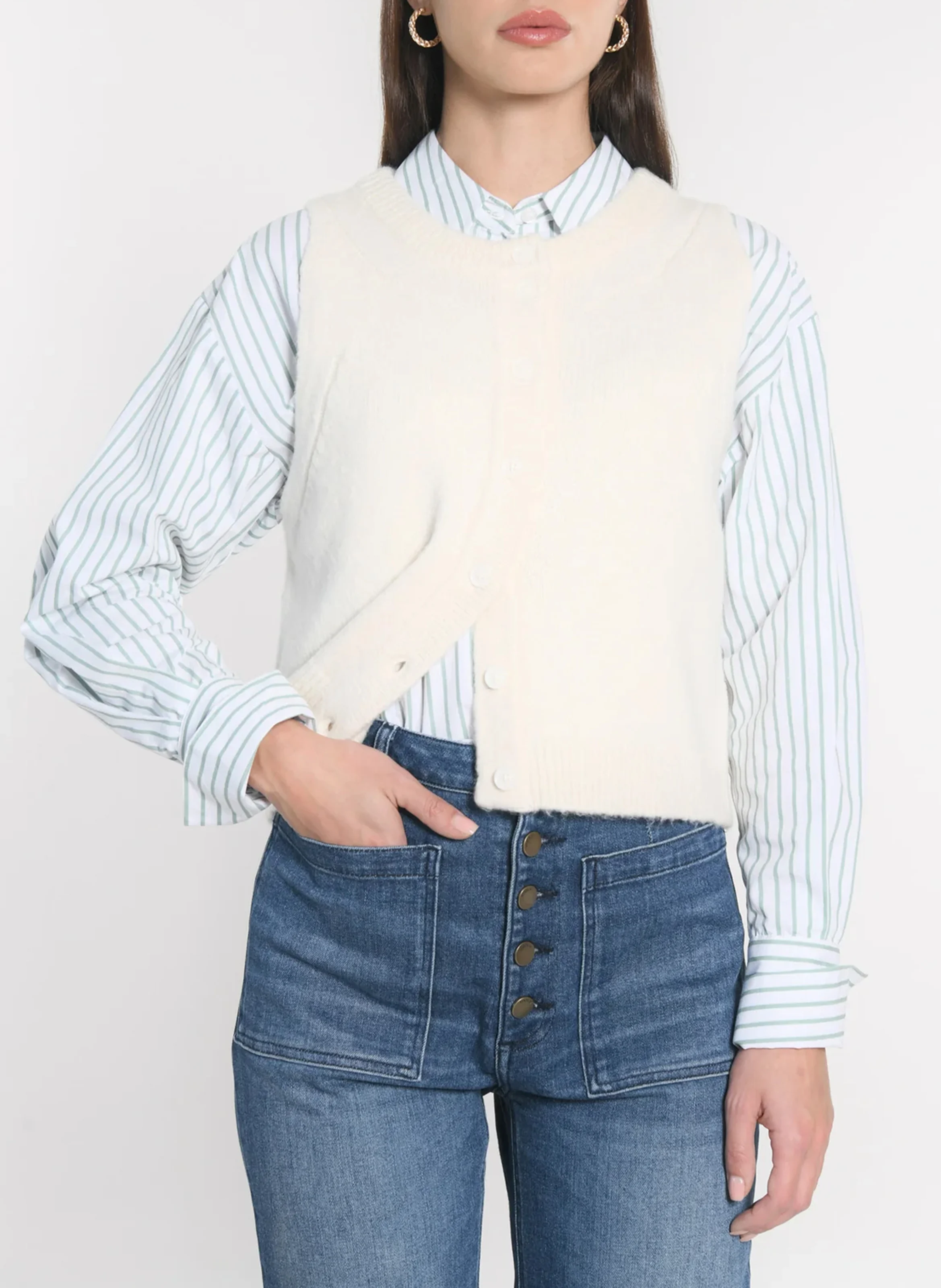 JOANA - Gilet sans manches boutonné | Blanc
