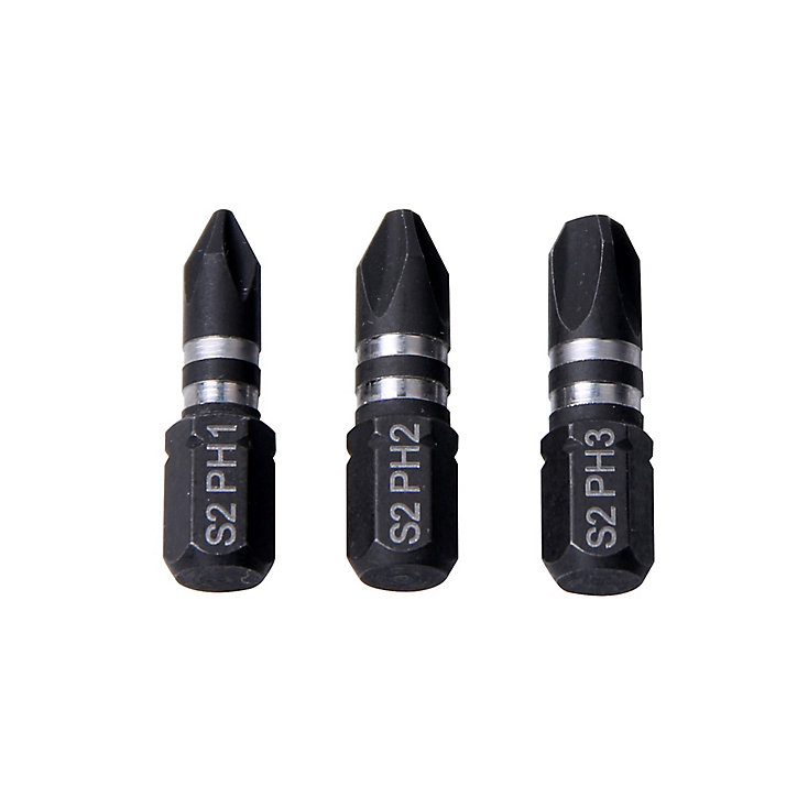 Embout de vissage torsion impact PH1/2/3 25 mm Erbauer - 3 pièces