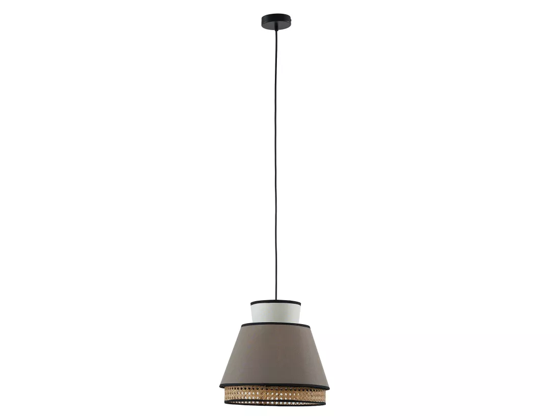 Suspension scandinave cannage- Naturel et Taupe - D.35 x H.120 cm - KLAUS
