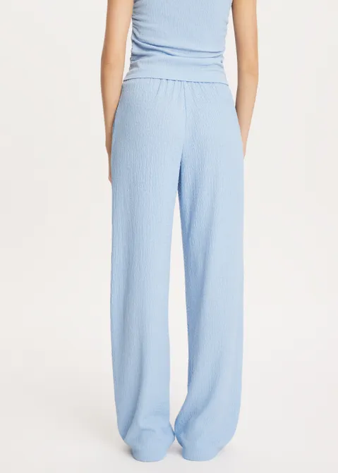 Rechte broek met structuur blauw (BLW.L)