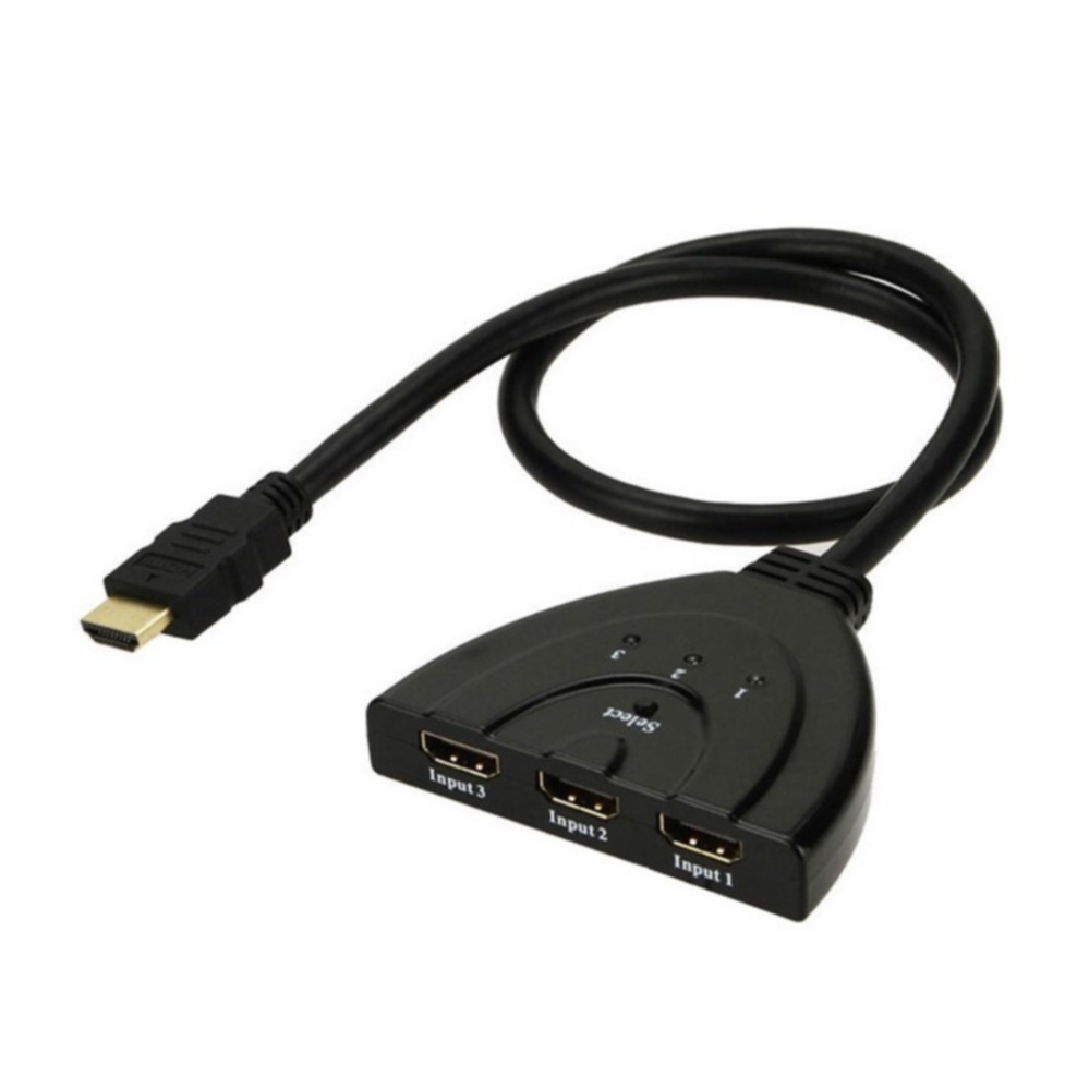 3-fach HDMI FullHD 1080p Switch Audio Video Konverter mit Umschalter - Schwarz