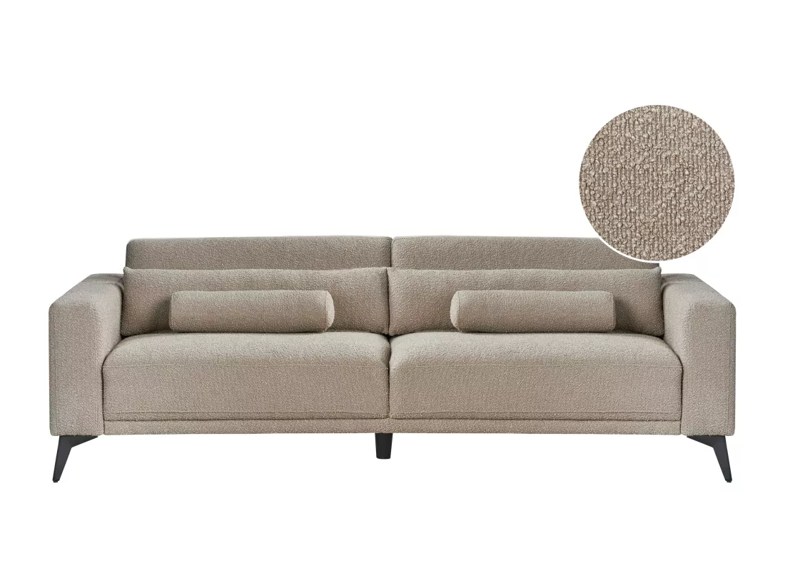 Canapé 3 places en tissu bouclé taupe ANGE
