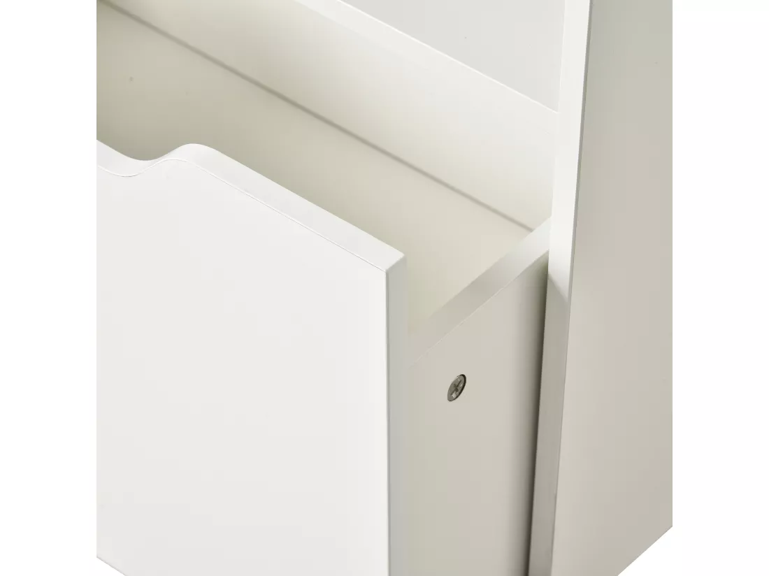 Bibliothèque étagère multi-rangement 3 étagères 2 niches grand tiroir MDF blanc