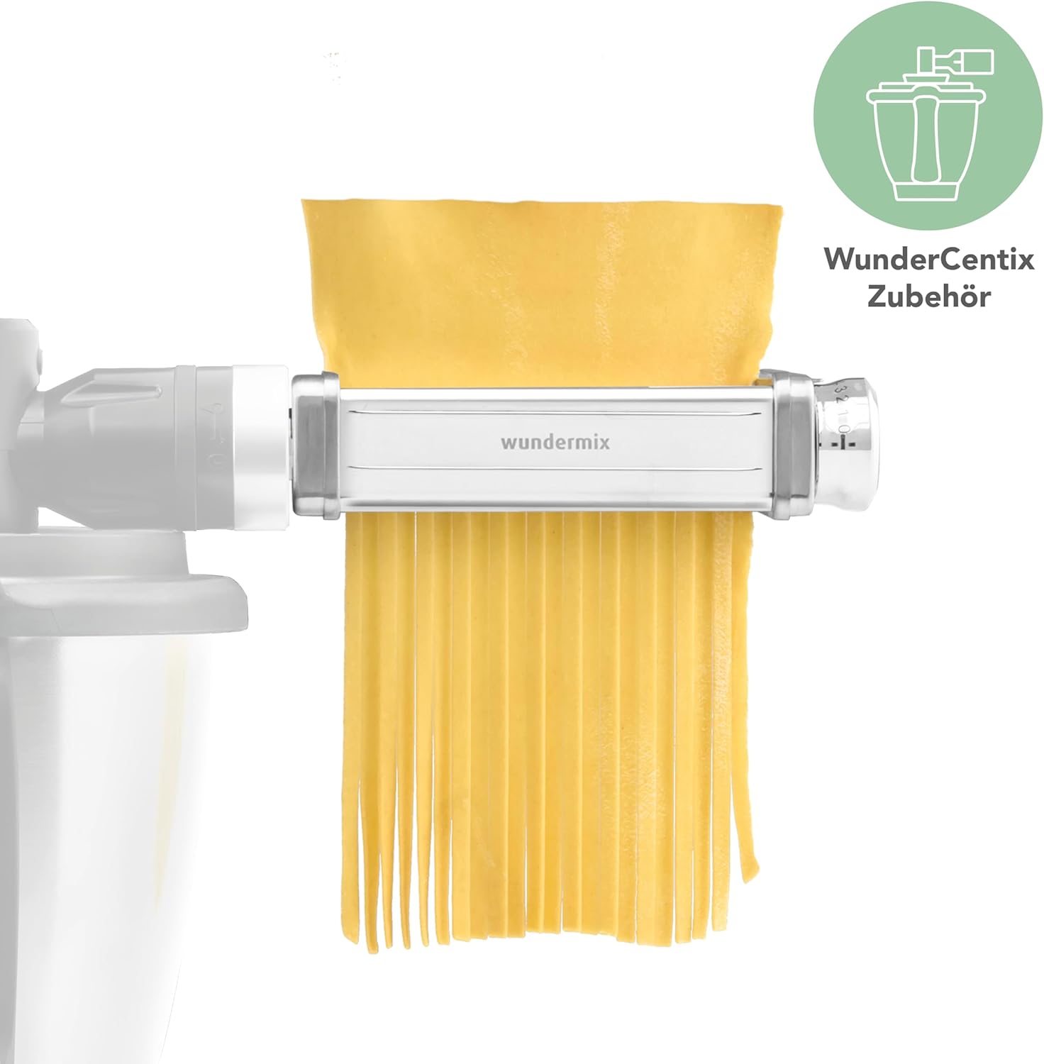 Wundermix - Nudelmaschine – 3-tlg. WunderCentix® Nudelaufsatz für Thermomix TM6 TM5 & KitchenAid • Spaghetti, Fettuccine & Lasagne selbst machen • Pastaaufsatz Thermomix • Pastawalze & -schneider Set