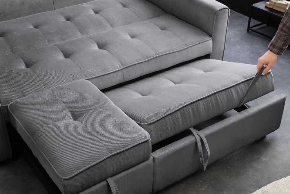 Ausziehbares Schlafsofa SMART 180cm grau Cord 2-Sitzer Couch mit Nosagfederung
