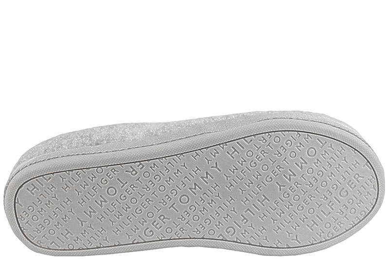 TOMMY HILFIGER EMBLEM FELT SLIPPER LIGHT GREY