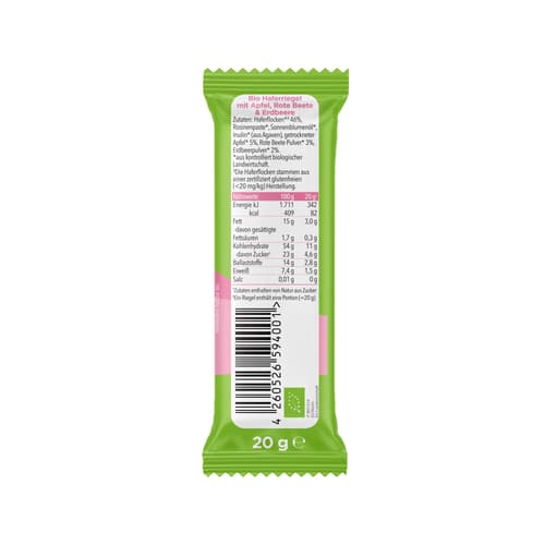 Pumpkin Organics/ Bio Haferriegel mit Apfel, Rote Beete & Erdbeere