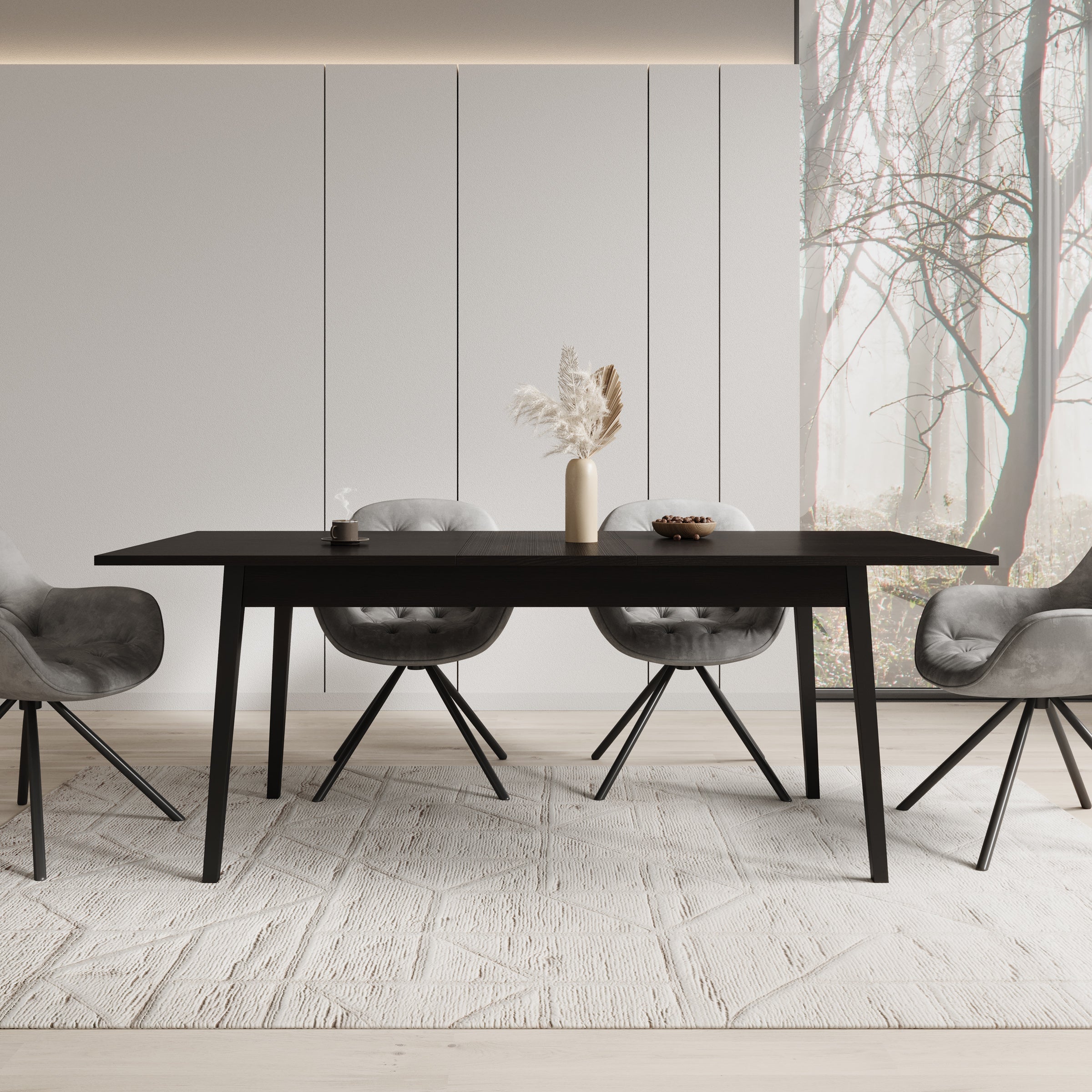 Monor - Eetkamertafel - Zwart - 200x90x76 cm