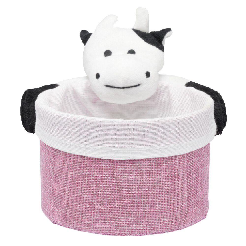 Panière ronde avec peluche animal