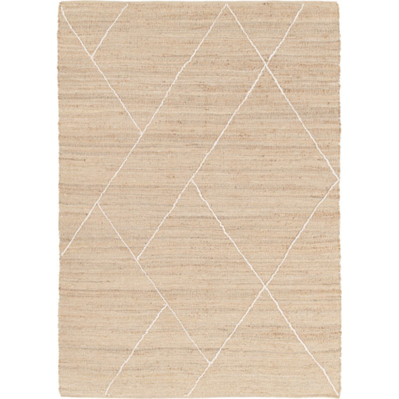 Tapis à motif losanges en jute et coton - rafi - fibre naturelle - 200 x 290 cm