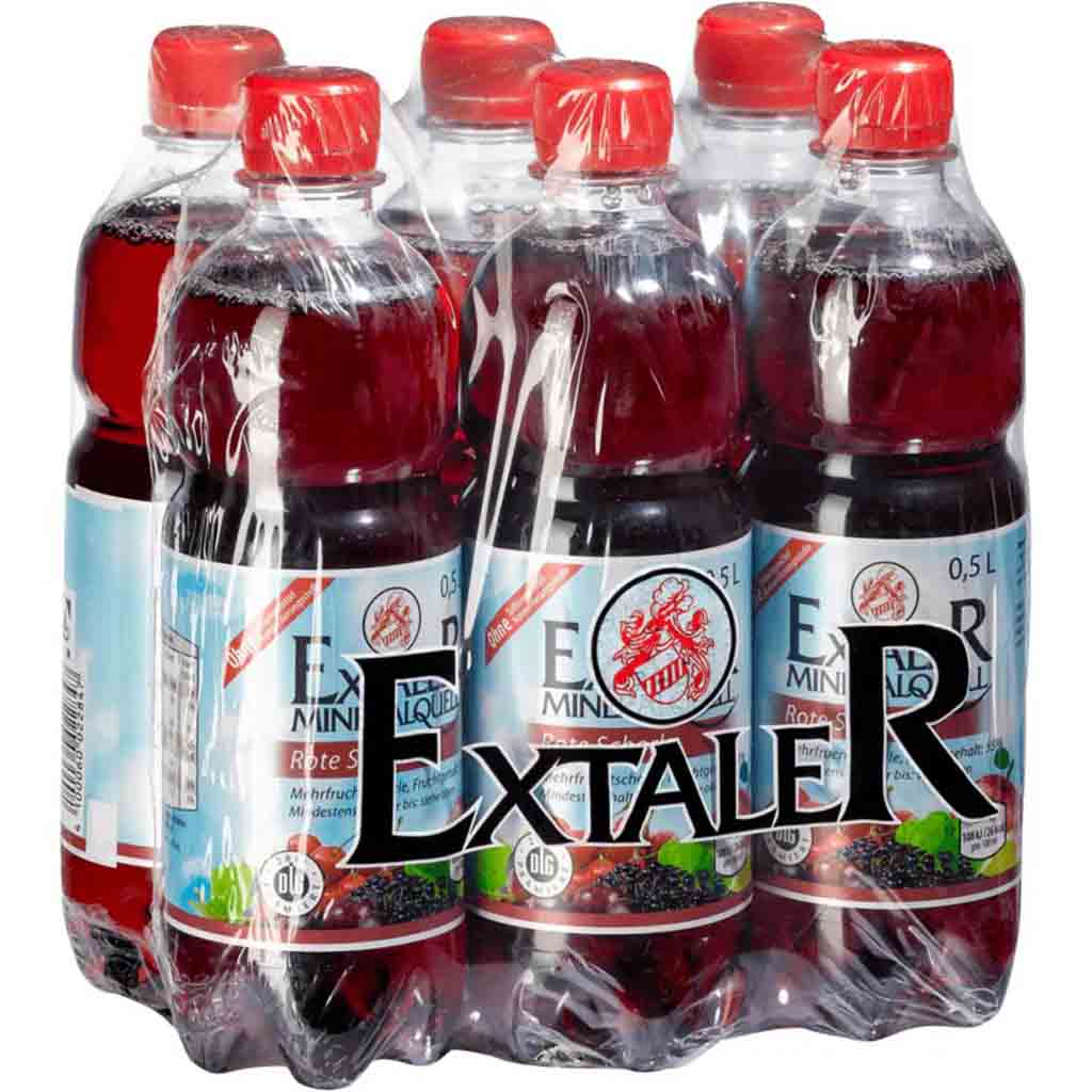 6x EXTALER Mehrfruchtschorle Rote Schorle PET á 0,5L=3L MHD:15.7.25