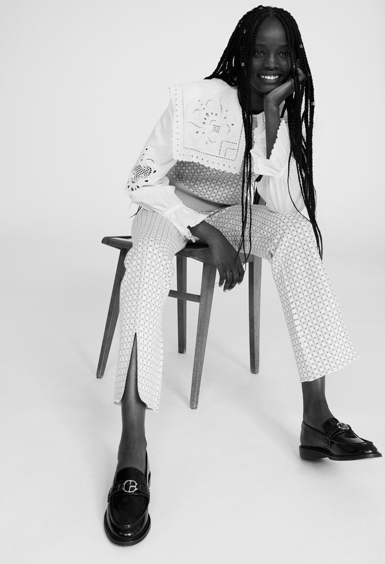 Pantalon maille &agrave; motifs graphiques
