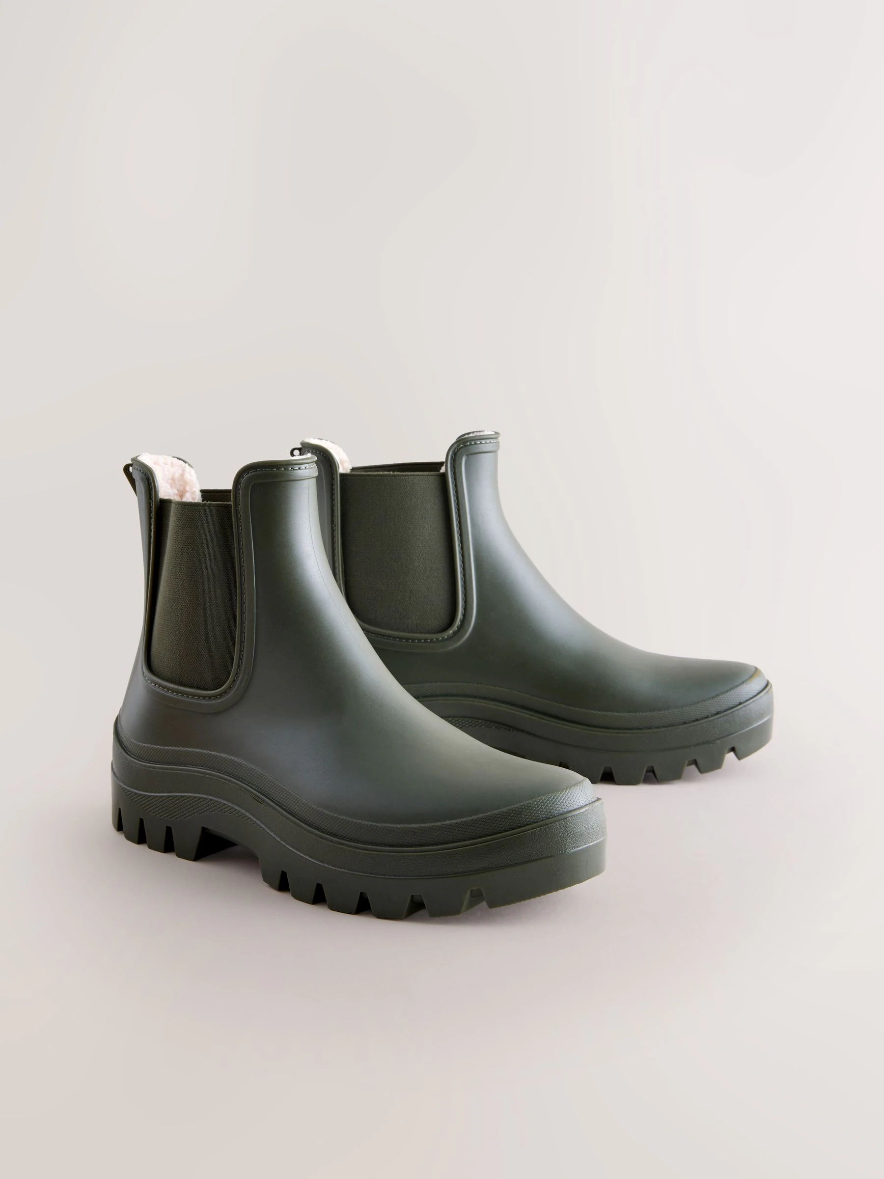 Kakigroen - Faux Fur Lined Chelsea Ankle Wellies