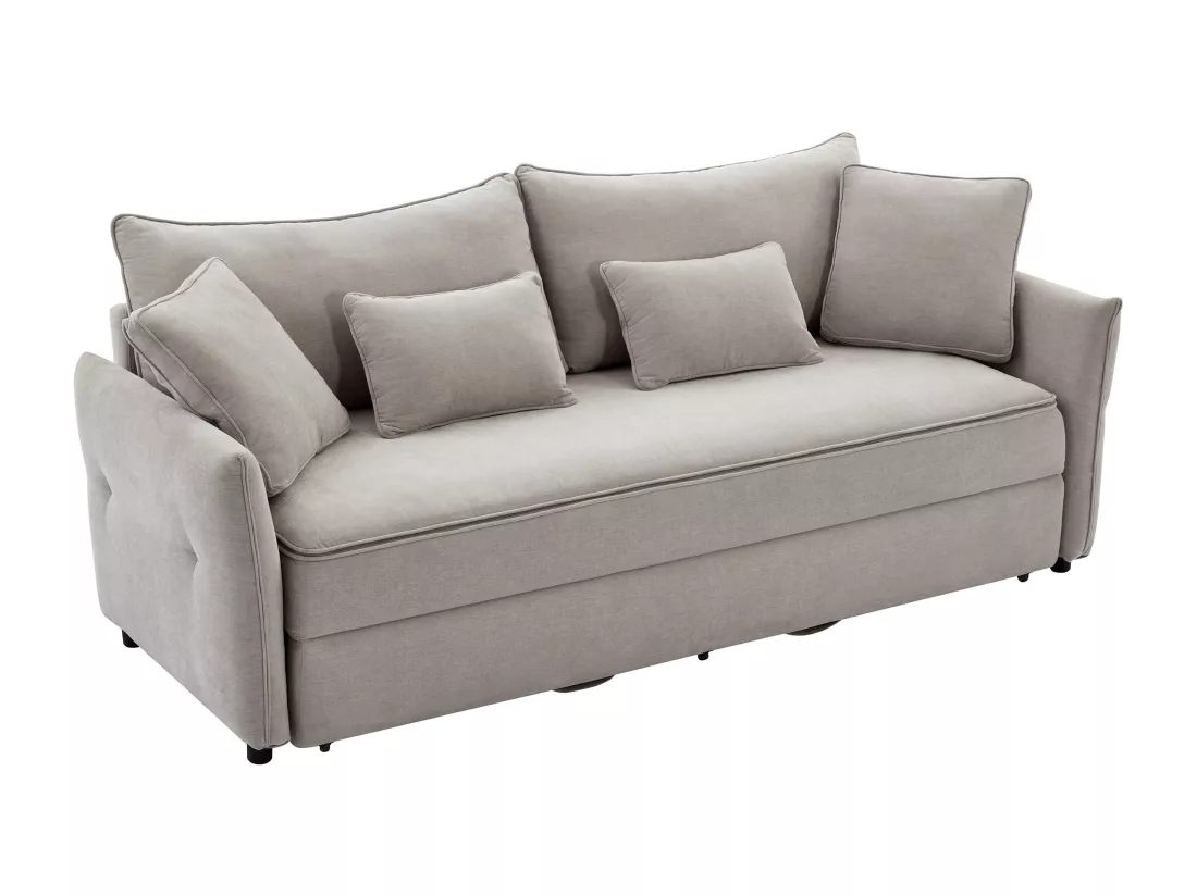 Canapé 3 places convertible en tissu gris clair avec assise à mémoire de forme SITALA