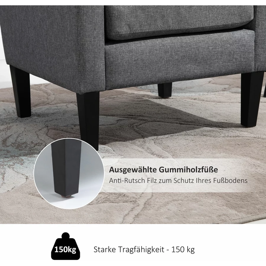 HOMCOM Einzelsessel zum Relaxen hellgrau