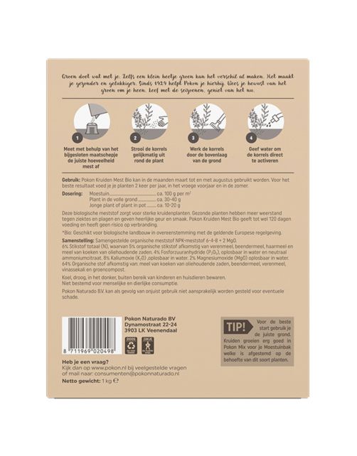 Pokon Bio Kruidenmest - Meststoffen - 1 kg