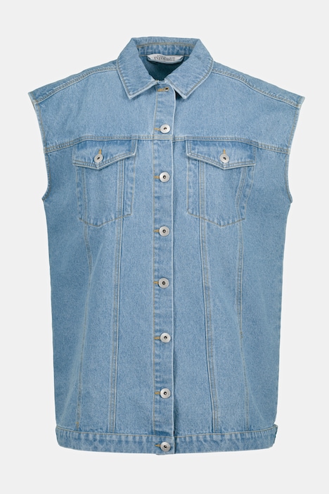 Jeansweste, oversized, Hemdkragen, Taschen