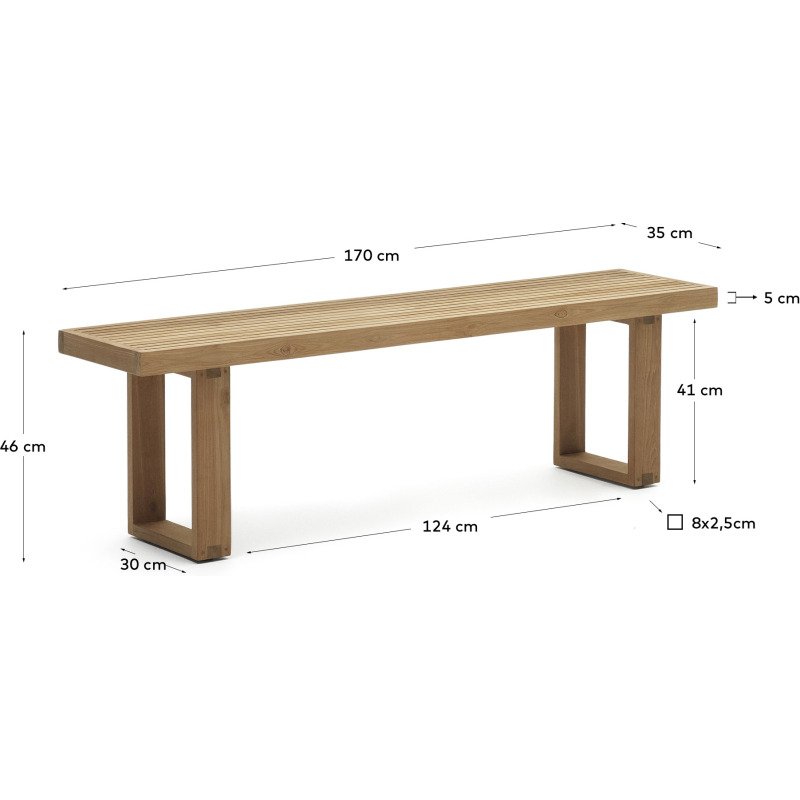 Banc  d'extérieur Canadell - bois de teck massif recyclé L 170 cm