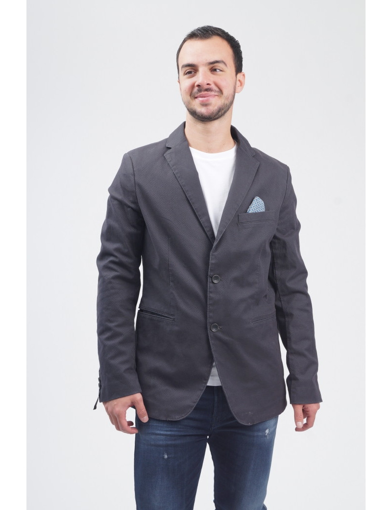 SISLEY VESTE BLAZER TISSÉE NID D'ABEILLE ANTHRACITE
