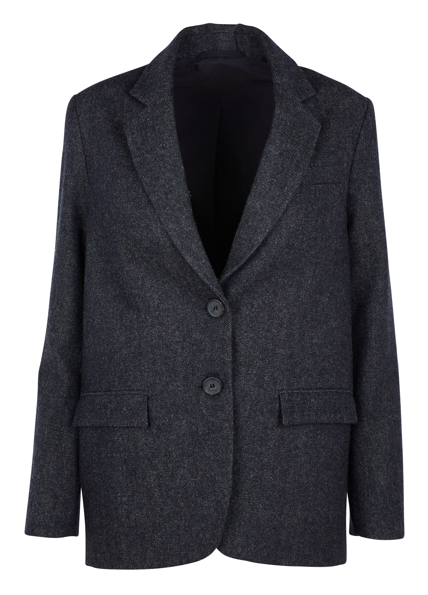 NOUVELLE - Veste col tailleur en laine mélangée| Bleu