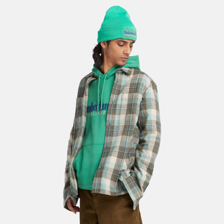 Camisa de flanela Windham para homem em verde-azulado/cinza/branco