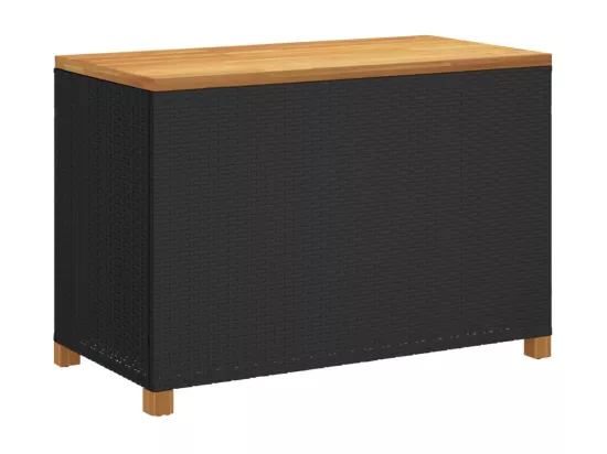Prolenta Premium - Boîte de rangement de jardin noir résine tressée bois d'acacia