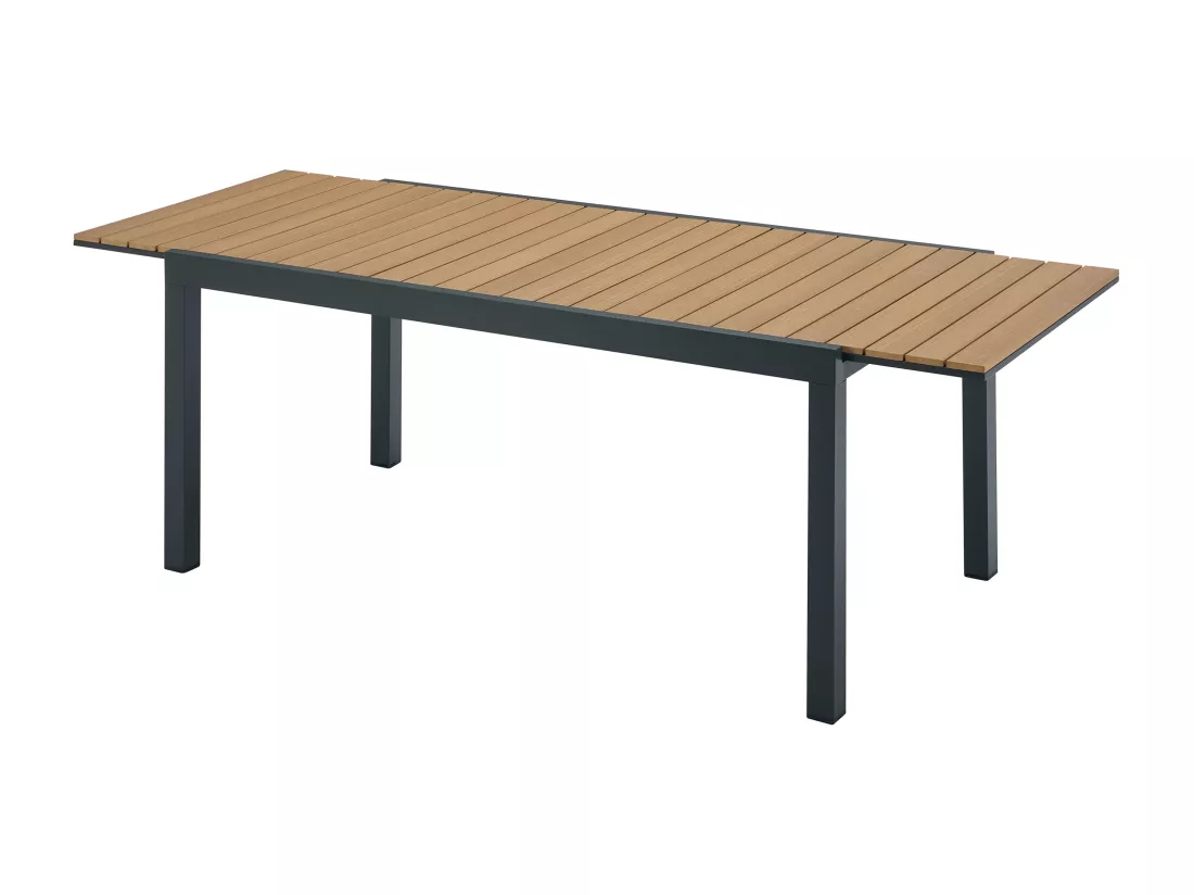 Table à manger de jardin extensible en aluminium et polywood L.170/230 cm - Naturel clair et anthracite - MACILA de MYLIA