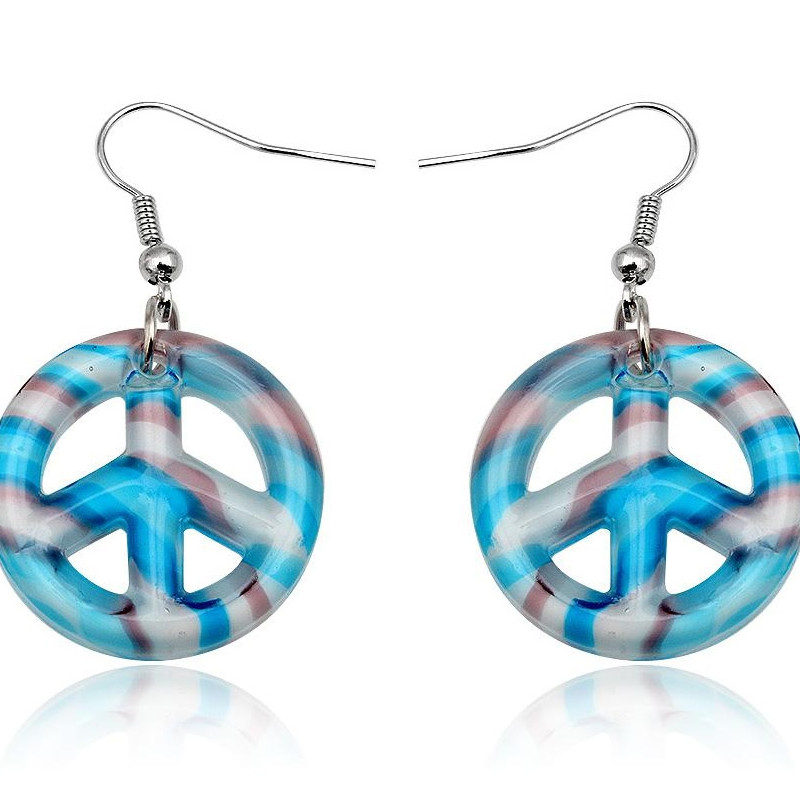 Boucles d'oreilles Peace Bleu en Verre de Murano