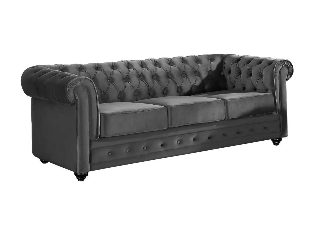 Canapé 3 places CHESTERFIELD - Velours anthracite