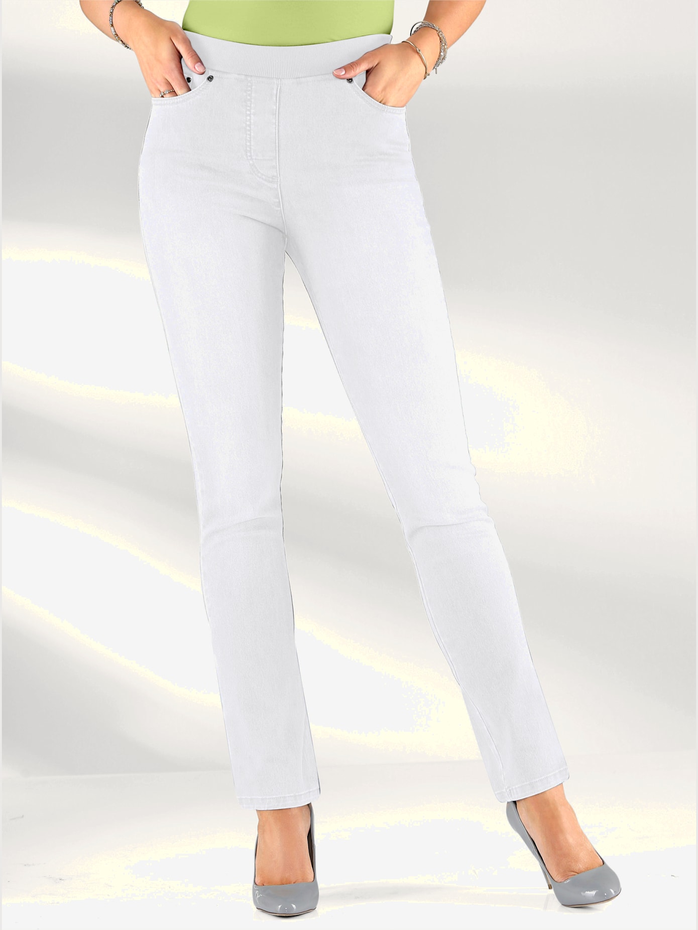 Jean femme confortable avec ceinture élastique