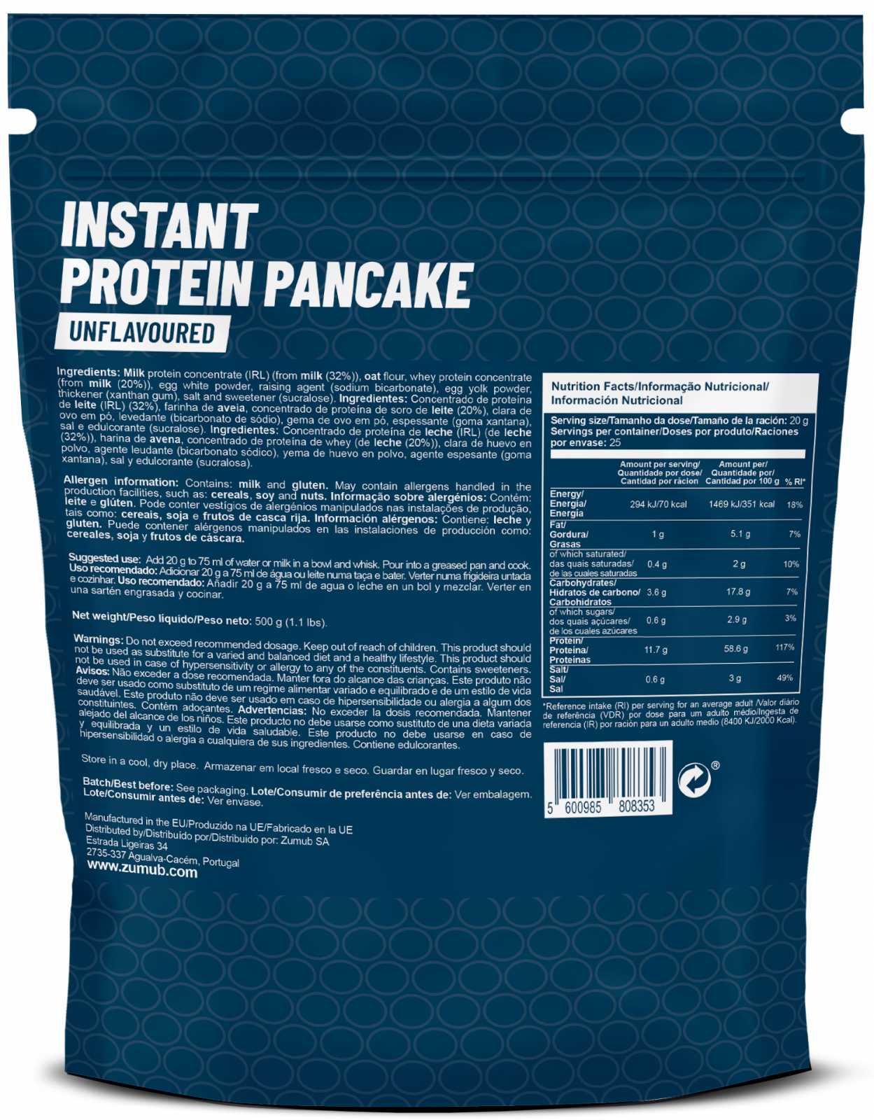 Panquecas instantâneas de proteína Zumub 500g