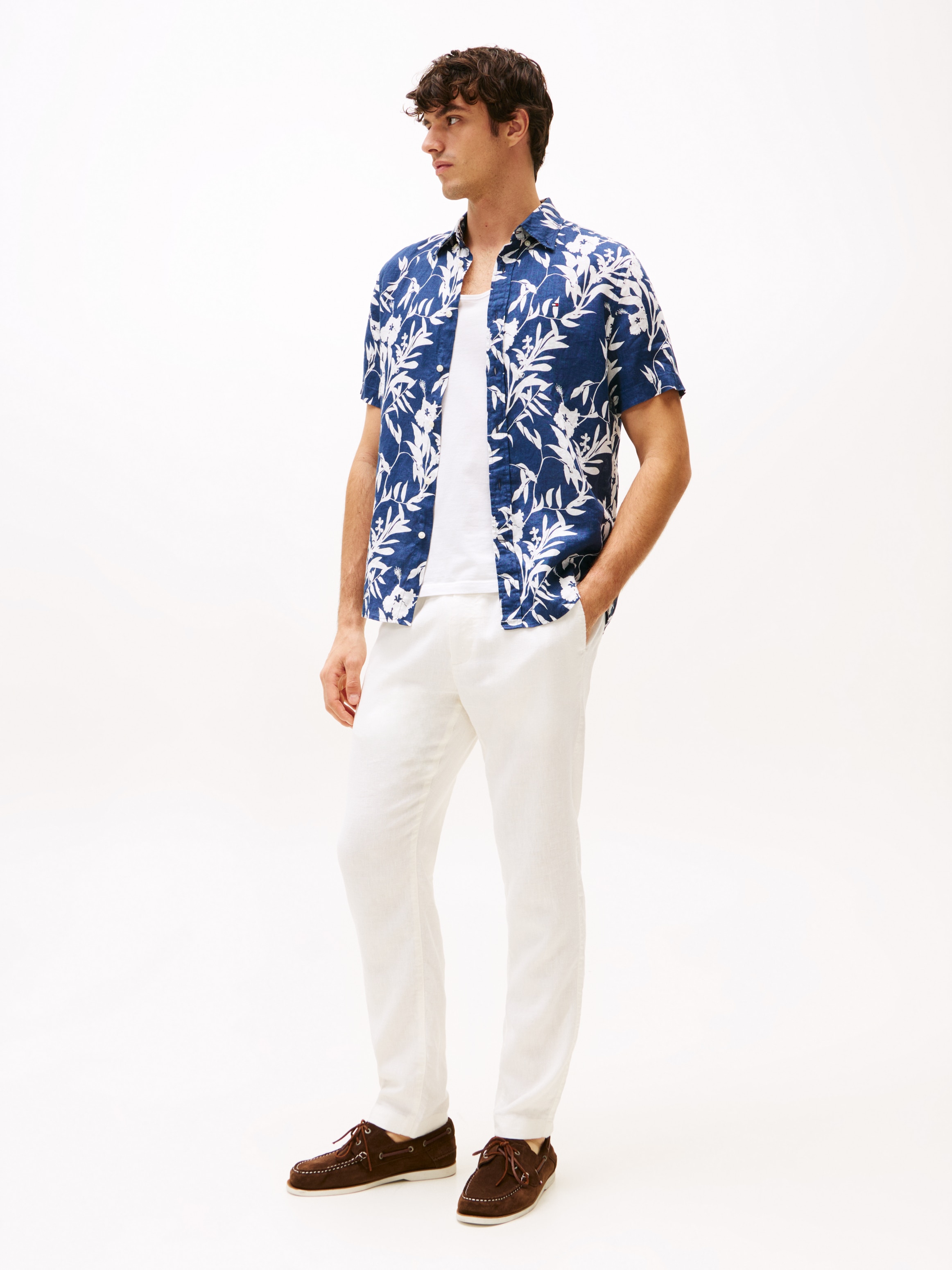Tommy Hilfiger Leinenhemd »LINEN TROPICAL PRT SS Regular Fit SHIRT«, mit Allover Flowerprint