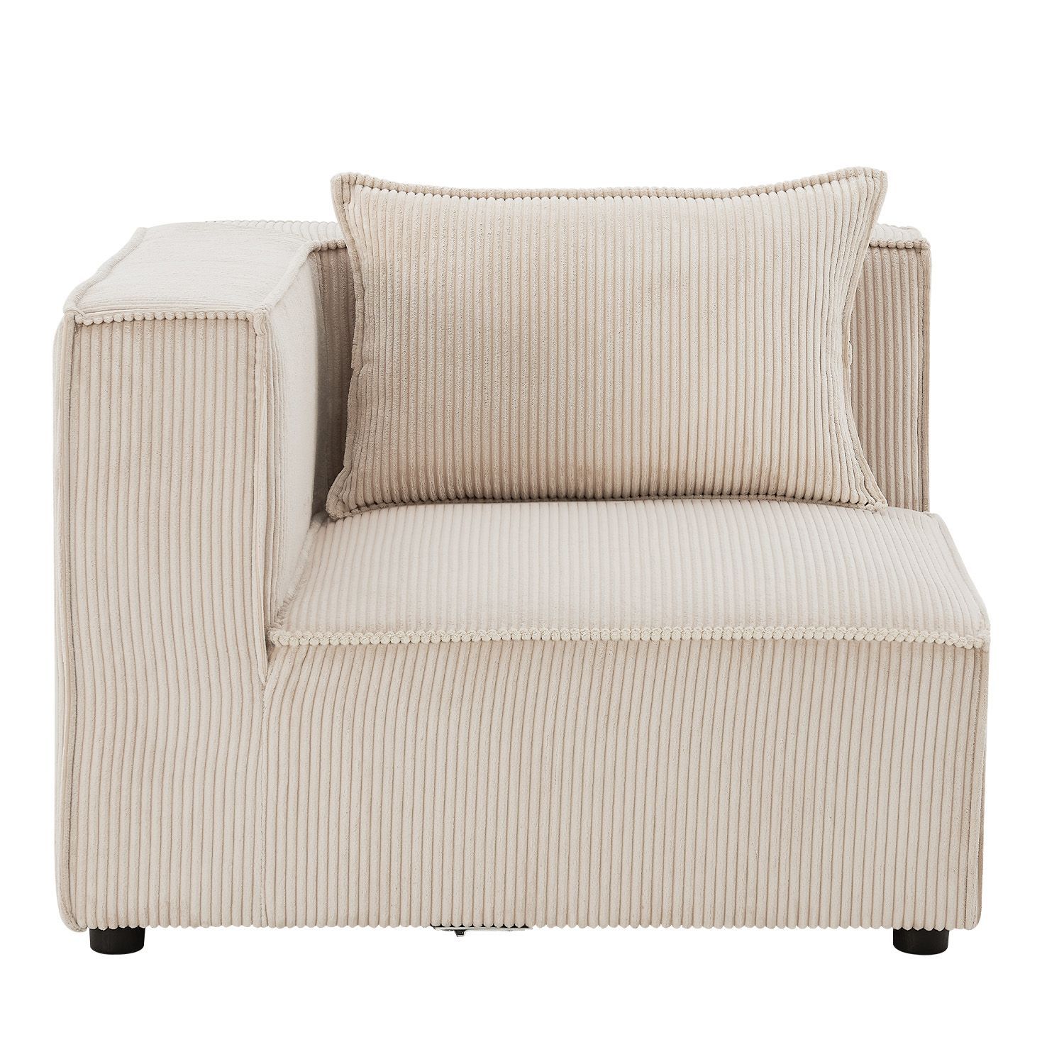 Juskys modulares Sofa Domas S - Couch Wohnzimmer - 2 Sitzer mit Lehnen & Kissen - Cord Beige