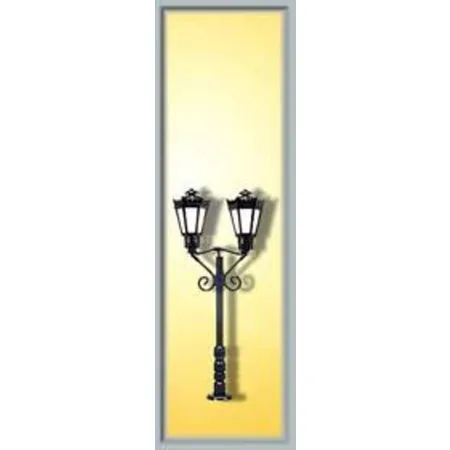 Viessmann Parklaterne zweiflammig schwarz mit Kontaktstecksockel, LED warmweiß