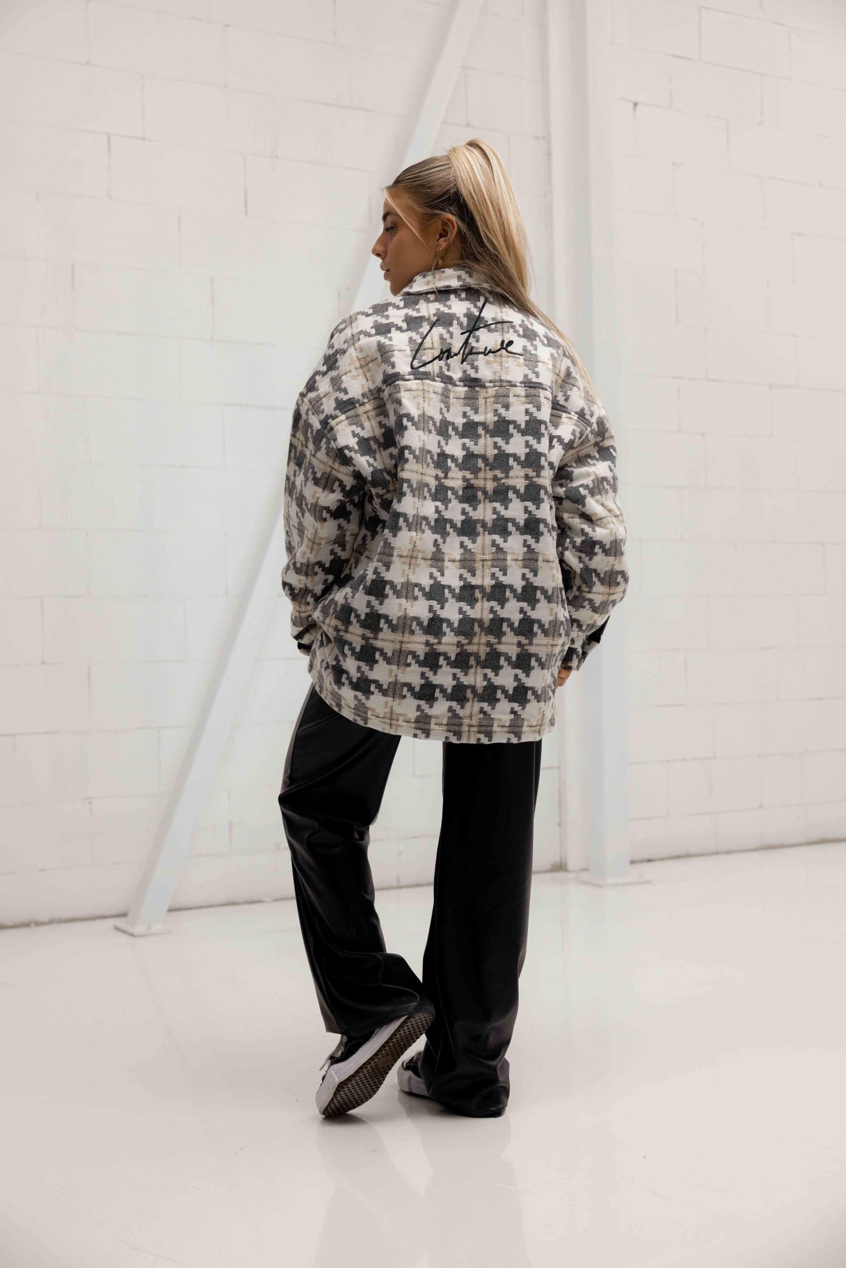Couture Club Digital Check Heavyweight Jack Dames Beige