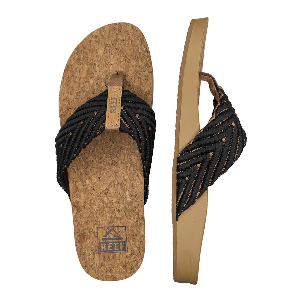 Reef CUSHION STRAND - Tongs Femme black/natural