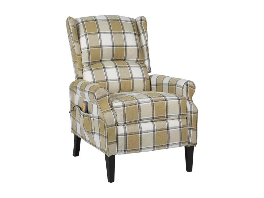 Fauteuil de massage inclinable Vert Tissu