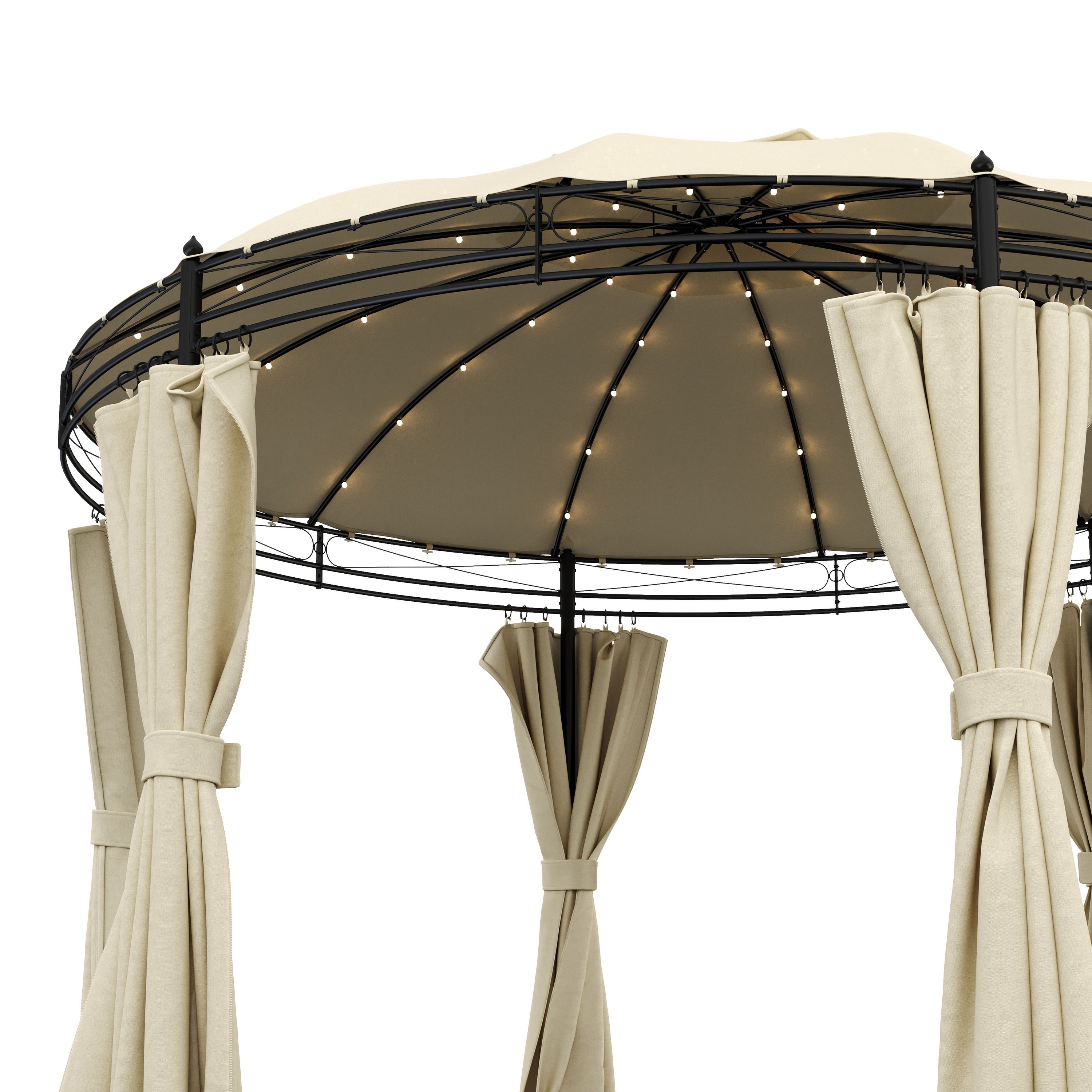 Gartenpavillon LED ROYAL 3.5 m rund beige