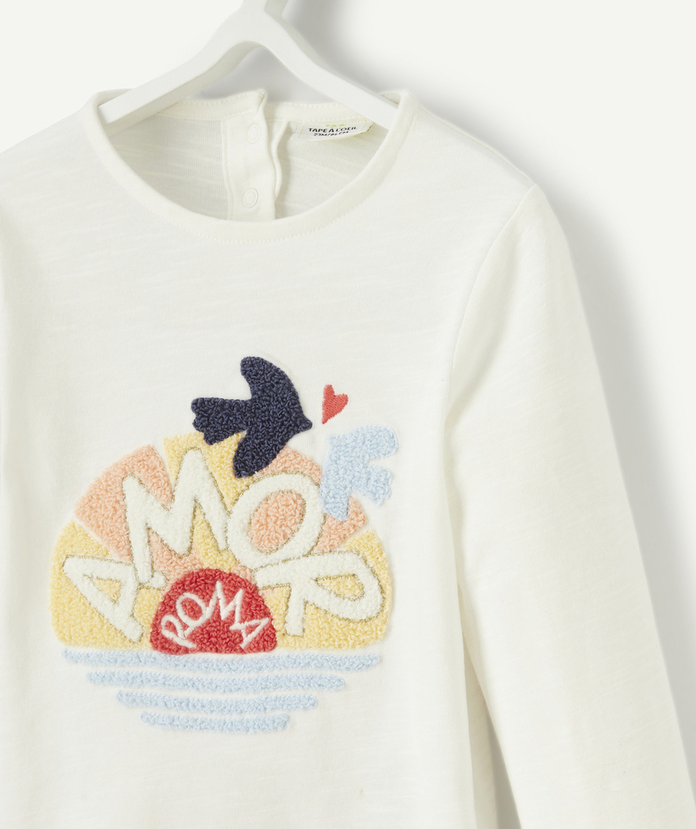 T-SHIRT BÉBÉ FILLE EN COTON BIOLOGIQUE BLANC AVEC MESSAGE