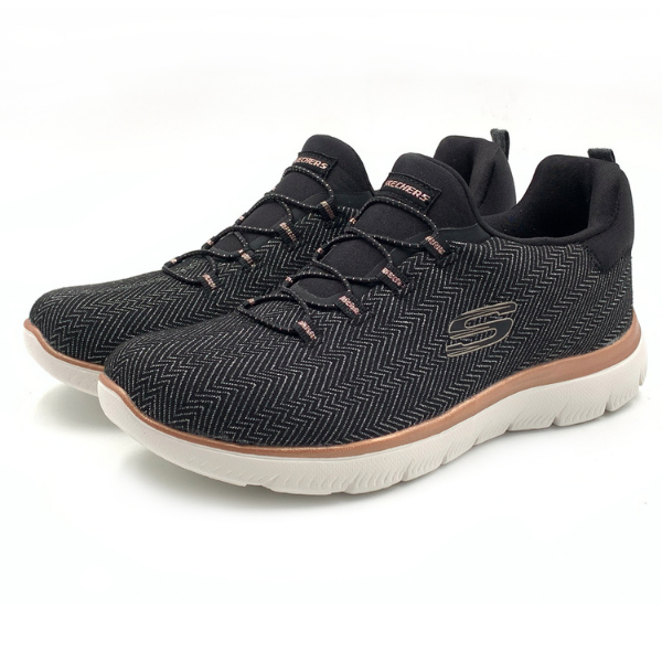 Skechers Summits - Me deslumbrando. Preto/Ouro Rosa