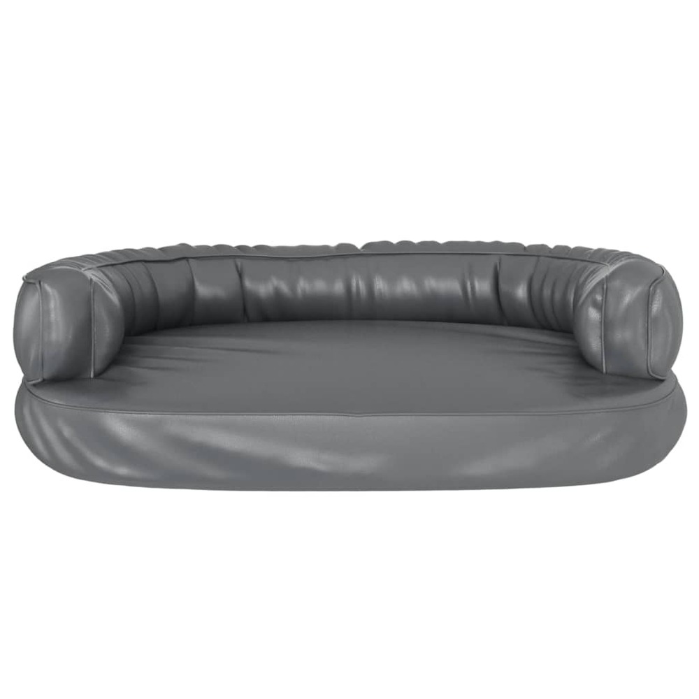 Lit pour chien ergonomique mousse gris 75x53 cm similicuir