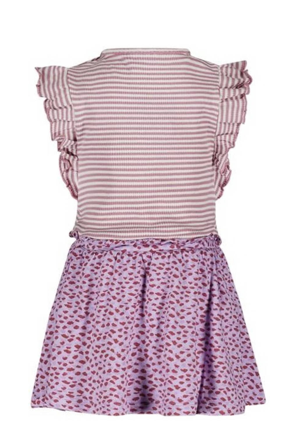 Like Flo baby jurk met all over print en ruches paars/roze