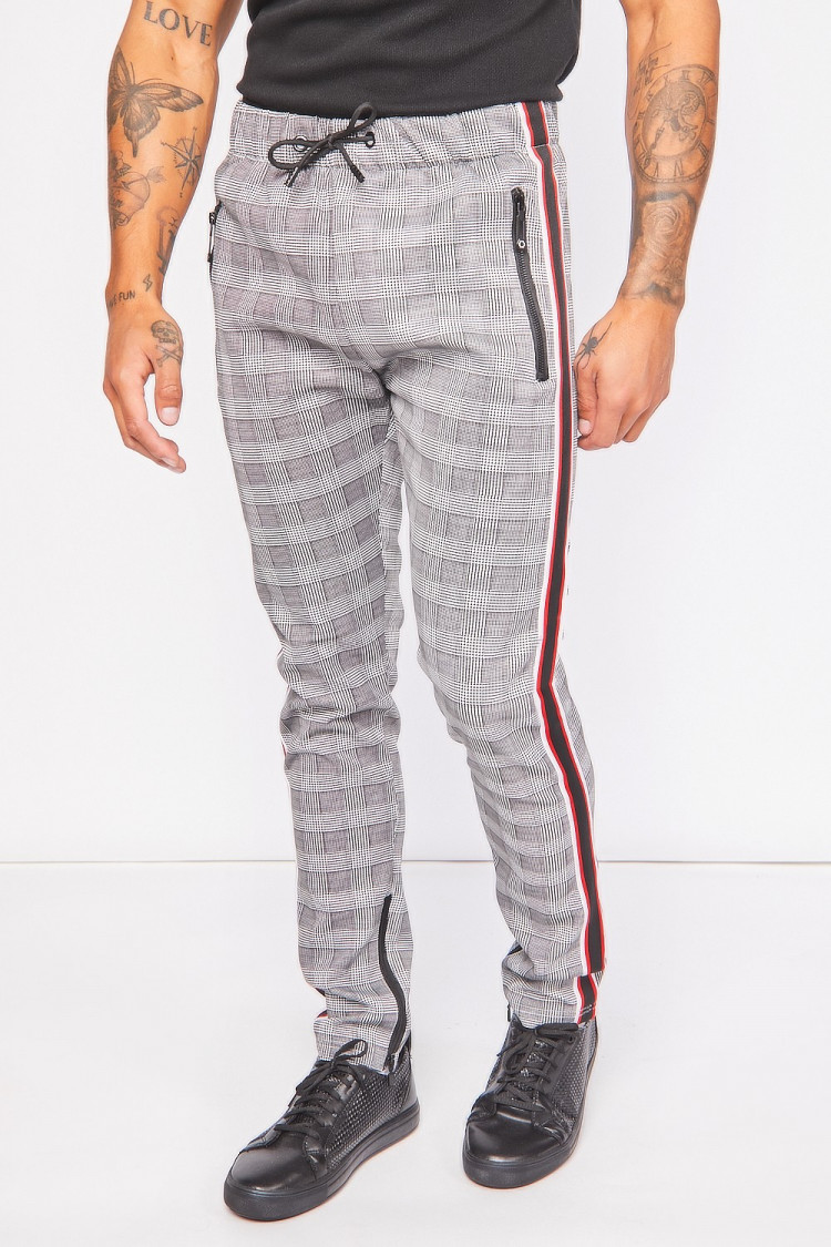 Pantalon de jogging à carreaux et bandes